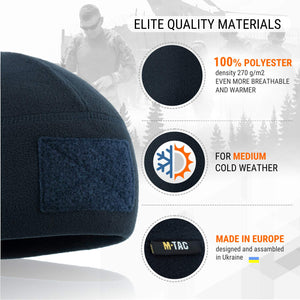 M-Tac Fleece Tactical Watch Cap Beanie With Patch Panel (270 g/m2) - TRAPSKI