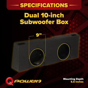 QPower Dual 10" Sub Box - Chevy Silverado Crew Cab & GMC Sierra Crew Cab 07-13