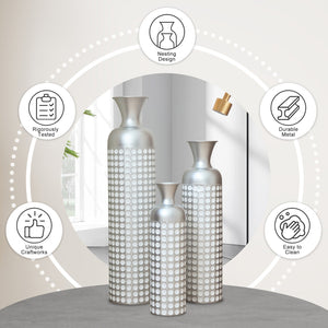 3 Pack Semi-Handcrafted Gold Metal Vase Collection