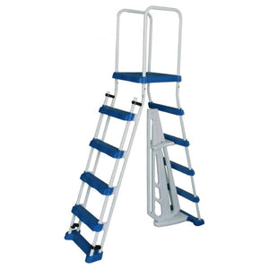 Swimline A-Frame Above Ground Pool Ladder w/ Barrier for 48" to 52" Pool Height - TRAPSKI