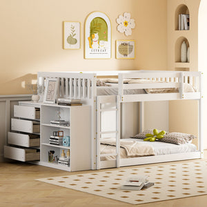 Bunk Bed With 4 Drawers and 3 Shelves