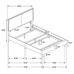 Queen Bed With Nailhead Trim - Charcoal