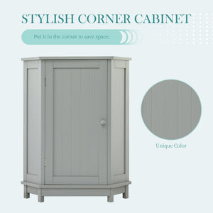 Grey Bathroom Cabinet Triangle Corner Storage With Adjustable Shelf