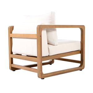 Acacia Wood Outdoor Set: 2 Club Chairs + Rustic Slat Side Table