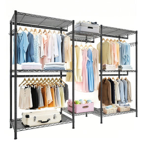 Heavy Duty Garment Rack With 8 Adjustable Wire Shelves And 5 Clothes Rails