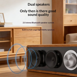 Retro Wooden Dual-Tweeter Wireless Bluetooth Speaker