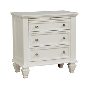 Cottage 3 Drawer Nightstand With Pull Out Tray - Cream White