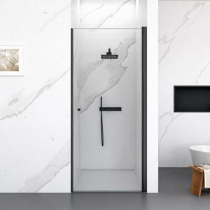 32"W x 72"H Frameless Circular Pivot Shower Door in Matte Black