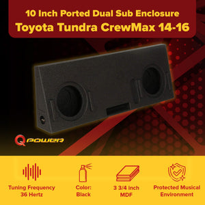 QPower Dual 10" Ported Sub Enclosure Box for Toyota Tundra Crew Max 2014-2021