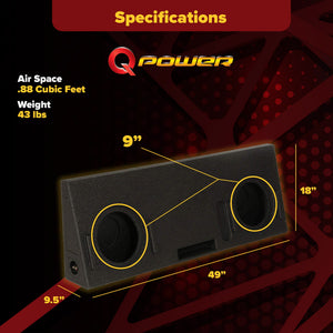 QPower Dual 10" Ported Sub Enclosure Box for Toyota Tundra Crew Max 2014-2021