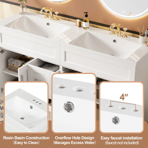 Bathroom Vanity With 2 Doors, 2 Drawers, Adjustable Shelf, Hidden Slides & Soft Close Hinges
