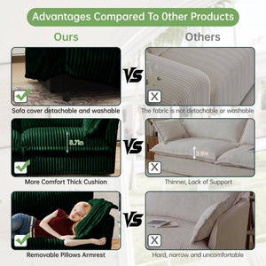 Slipcovered 2 Seater Sofa with 2 Ottomans