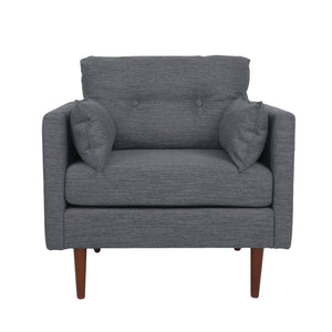 Enchantica Upholstered Fabric Club Chair with Button Tufting and 2 Accent Pillows