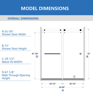 Frameless Shower Door - Double Sliding Design