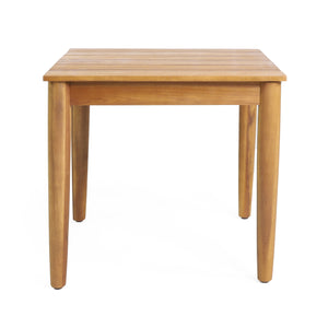 Acacia Wood Outdoor Set: 2 Club Chairs + Rustic Slat Side Table