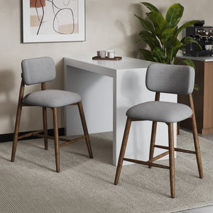 25.7 Inch Seat Height Fabric & Rubberwood Bar Stool