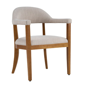 Wood Frame Upholstered Dining Chairs with Armrests (Set of 2)