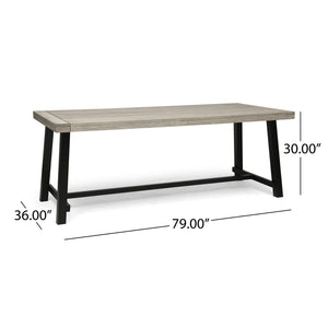 Equilibrium Outdoor Dining Table with Wooden Frame and Slat Top