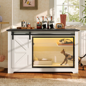 46" Farmhouse Cat Litter Box Enclosure with Sliding Barn Door