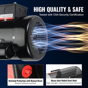 1HP Electric Motor 1725 RPM AC 115V/230V