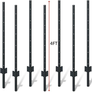 4 Foot U-Shaped Metal Garden Fence Posts Set for Wire Mesh Fencing