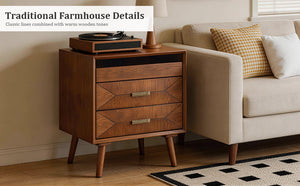 24" Nightstand with Charging Station and Two Drawers