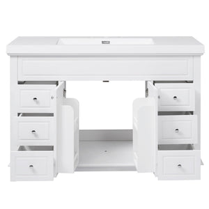 Bathroom Vanity With Sink, 6 Soft Close Drawers & Double Doors - White