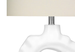Lighting, 25'h, Table Lamp, Cream Resin, Ivory / Cream Shade, Modern