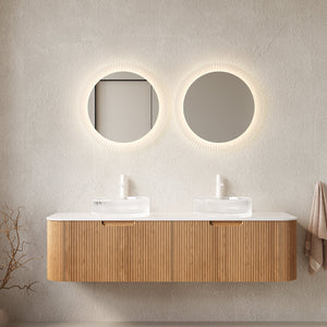 DINA 60" Bathroom Vanity with Floating Curved Edges and Glass Basins