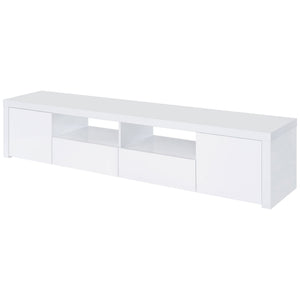 Garner - 2 Door Stand With Drawers Media Console - Gloss White
