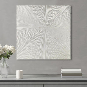 Luminous Burst Signature White Gloss Dimensional Resin Wall Art