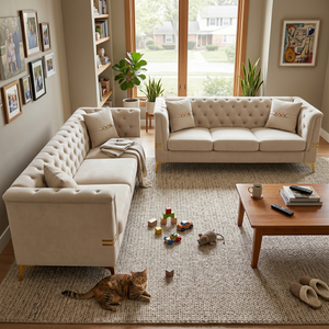 FX-P83-2PC Modern Velvet Upholstered Sofa Set of 2