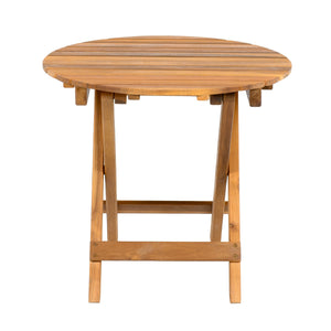 Patio Conversation Set with Foldable Acacia Wood Table and Cushioned Armchairs