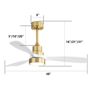 Indoor Ceiling Fan with Dimmable LED Light, 6-Speed Remote, Reversible Blades