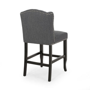 Vienna Fabric Tufted Counter Stool With Nailhead Accents (Set of 2)