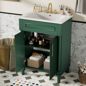 Bathroom Vanity With Integrated Sink and 2 Door Cabinet
