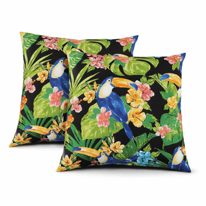 4 Pack Outdoor Pillow Covers 18x18 Inch - Toucan Paradise