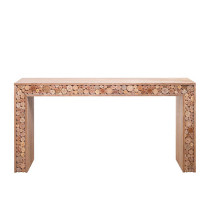 Rustic Wood Console Table with Natural Log Accents – 62" Entryway Table