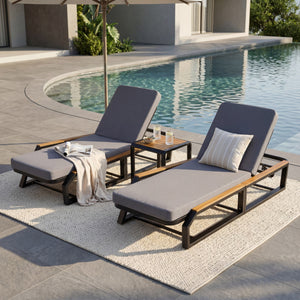 5-Piece Outdoor Chaise Lounge Set, 2 Adjustable Recliners