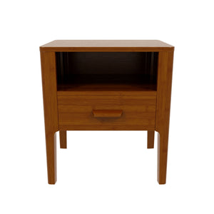 Nightstand With Drawer And Open Shelf - Brown