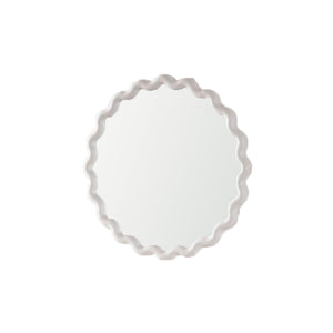 White Scalloped Round Wall Mirror