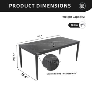 Outdoor Modern Patio Dining Table, Post Tapered Legs, Weatherproof & Rust Free