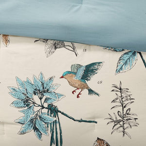 7 Piece Printed Cotton Twill Comforter Set Khaki King