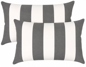 4 Pack Outdoor Lumbar Pillow with Inserts - Gray/White Striped