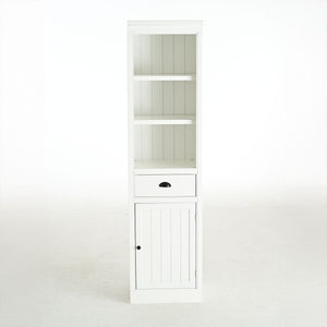 Retro Style 75'' Tall Display Shelf With Cabinet For Hallways Living Room Kitchen - White