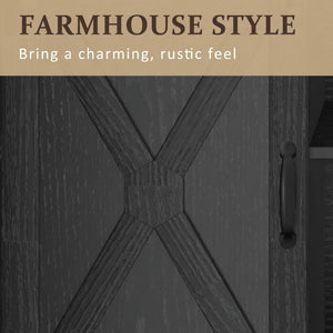 Farmhouse TV Stand With Sliding Barn Doors & Adjustable Storage