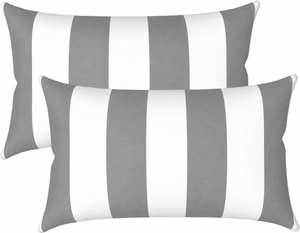 4 Pack Outdoor Lumbar Pillow with Inserts - Gray/White Striped