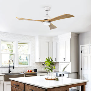 52" Solid Wood Blades Ceiling Fan with Lights and Remote Control