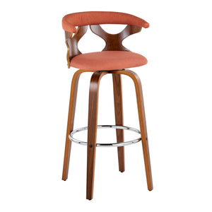 Gardenia - Mid Century Modern Fixed Height Barstool With Swivel With Round Footrest (Set of 2)