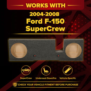 QPower Dual 12" Subwoofer Enclosure, Sub Box for Ford F-150 SuperCrew 2004-2008
